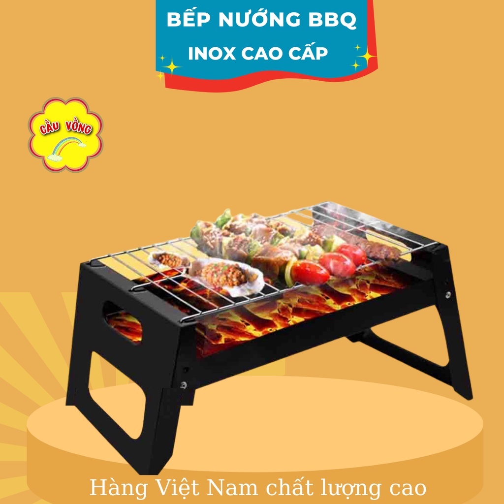 Bếp nướng than hoa BBQ cao cấp, bếp nướng ngoài trời thiết kế INOX không gỉ, nhỏ gọn dễ dàng sử dụng