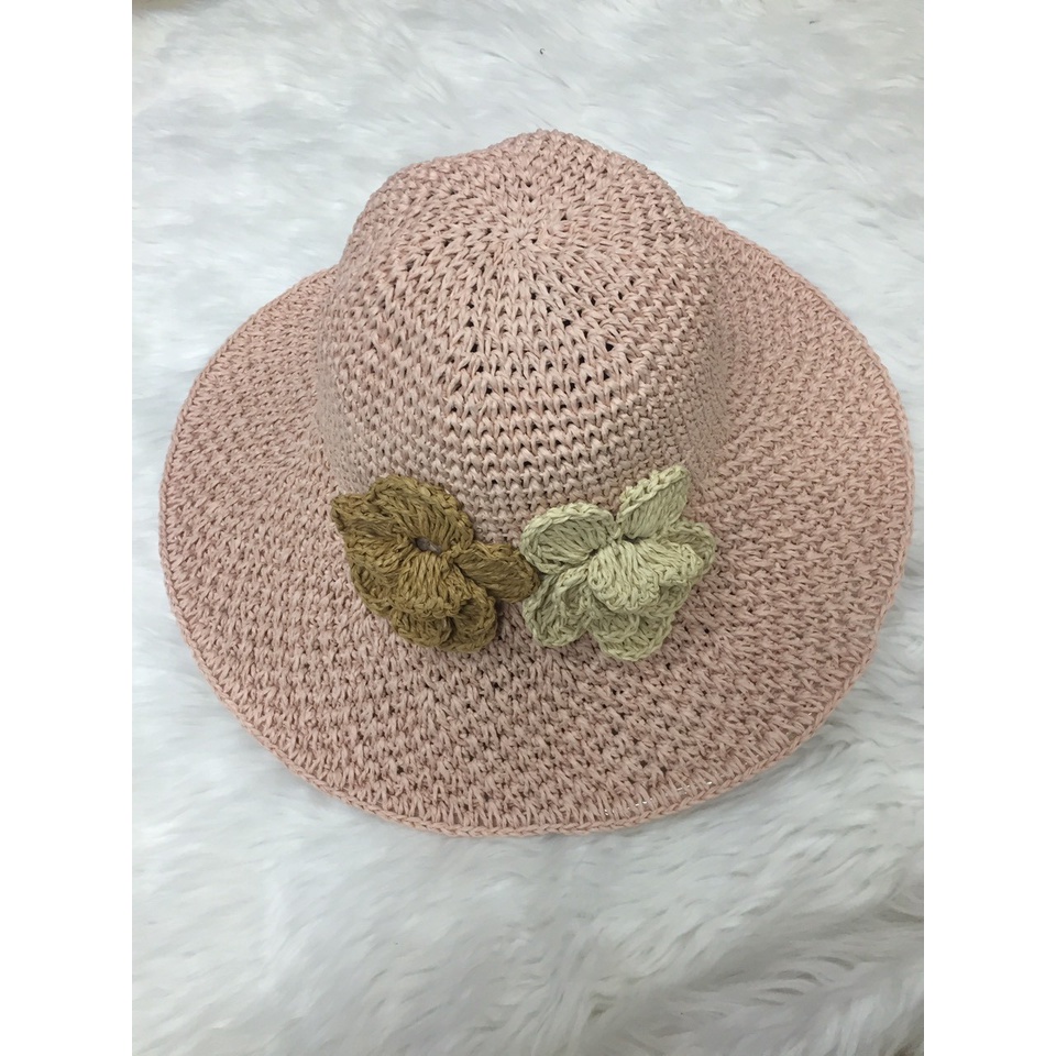 Mũ cói đi biển cho bé gái 2 đến 6 tuổi có dây rút điều chỉnh vừa vòng đầu