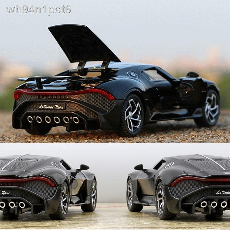 ◊ ✔♀Bugatti mô hình con rồng nhỏ màu đen hợp kim mô phỏng Lamborghini siêu chạy âm thanh và ánh sáng kéo lại ô