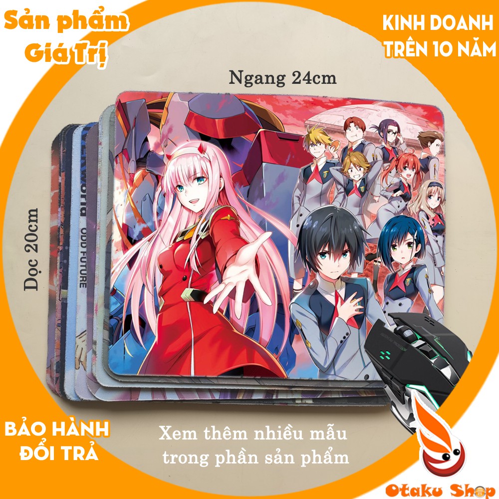 &lt;18 mẫu&gt;Lót chuột máy tính Anime Darling in the Franxx Zero Two cỡ bàn di chuột lớn 20x24cm chất liệu mouse pad cao su