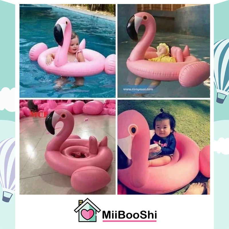 Phao bơi cho bé chống lật hình thiên nga hai màu hồng trắng xinh xắn MiibooShi SF1818