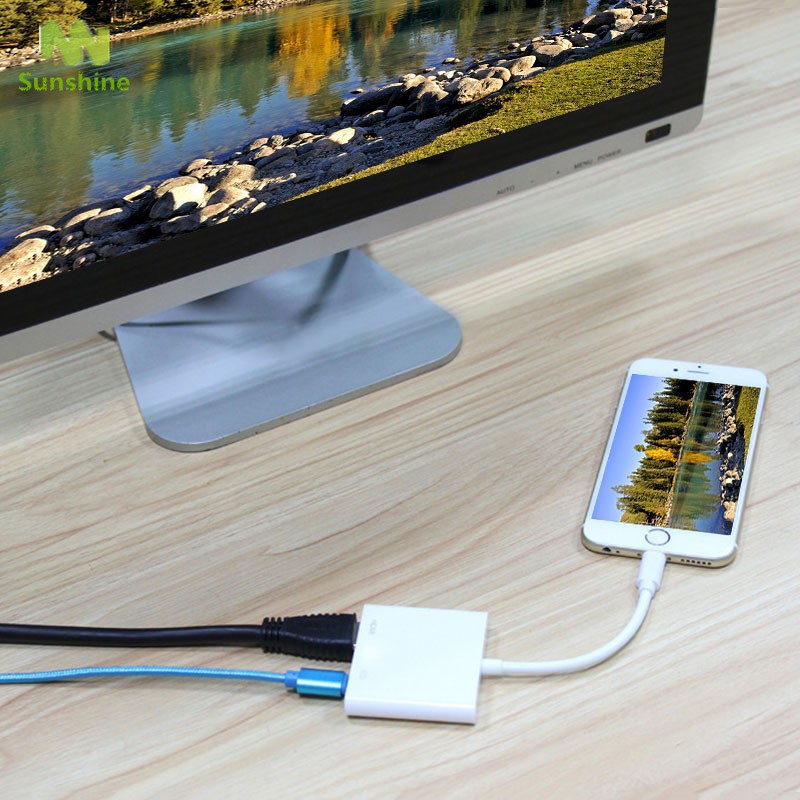 Đầu chuyển đổi cổng Lightning sang HDMI AV TV HD cho Apple iPhone X 8 7 6 Plus