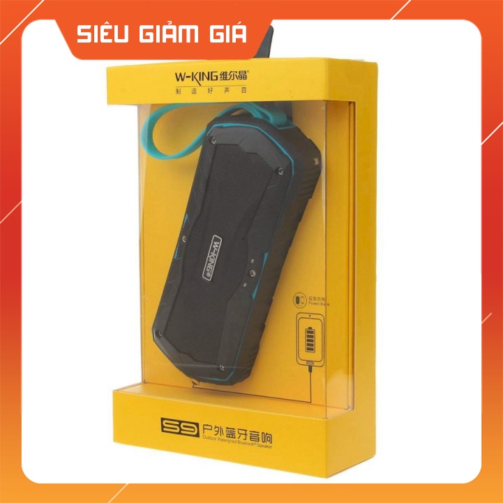 Loa di động Bluetooth kháng nước kháng bụi IPx7 chính hãng W-King S9 kiêm pin dự phòng chuyên phượt thể thao