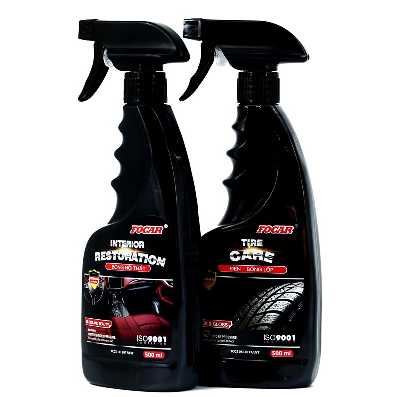 COMBO5 Focar Dung dịch dưỡng bóng nội thất 0,5L + Dưỡng bóng đen lốp Tire Care 0,5L