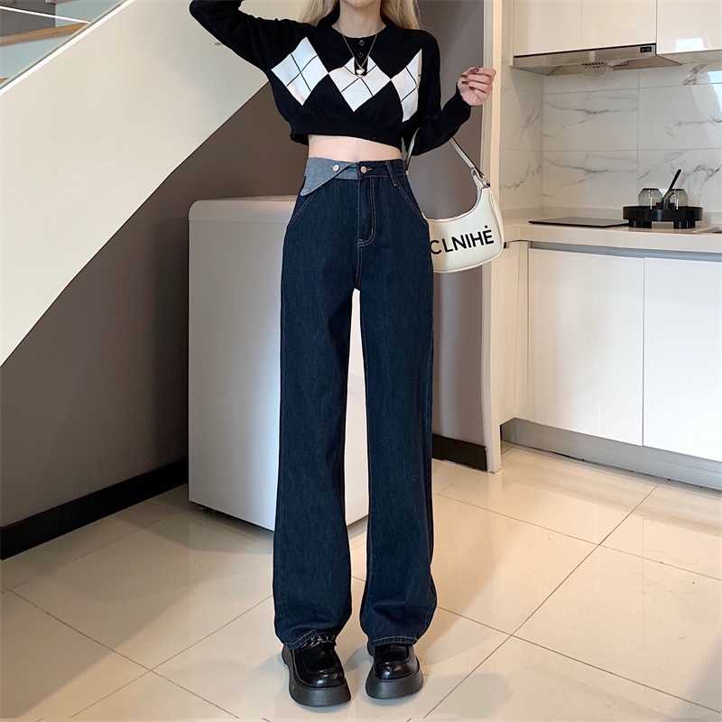 Quần Jeans Nữ Lưng Cao Ống Rộng Thời Trang Hàn Quốc