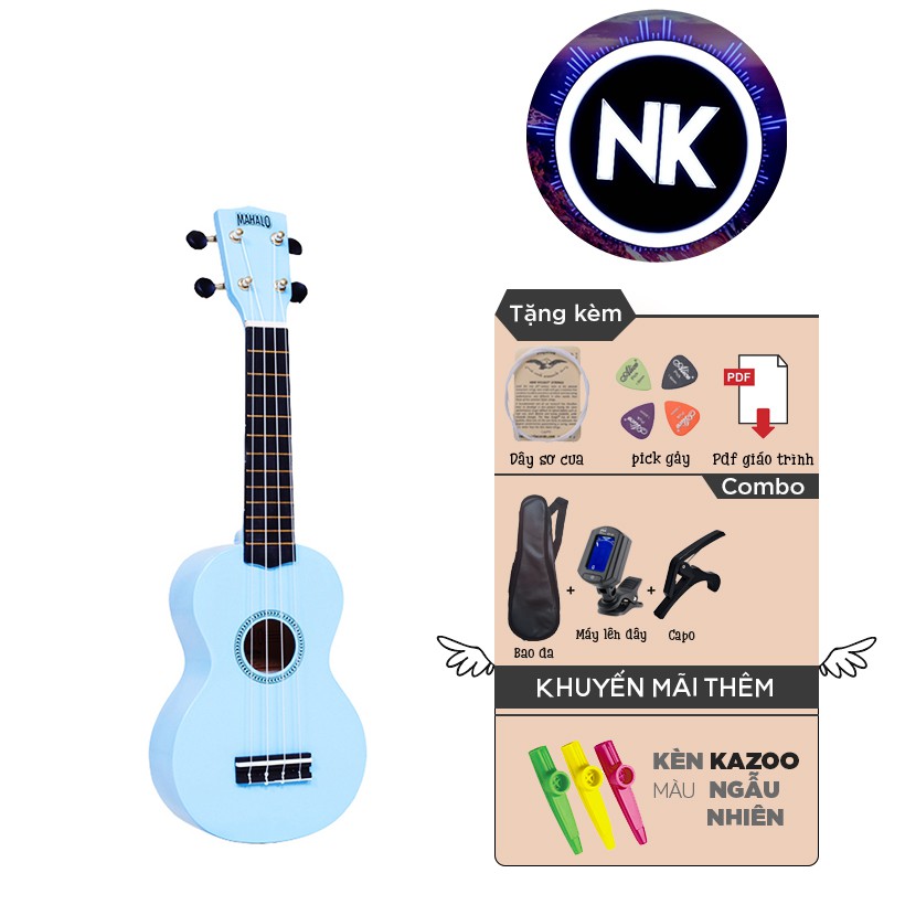 (MUA 1 ĐƯỢC 9) Đàn Ukulele Soprano 21" Full Phụ Kiện + Bao Da + Capo + Tuner + Kèn Kazoo