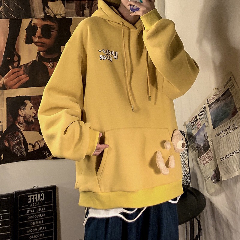 Áo hoodie Unisex gấu chất liệu nỉ bông