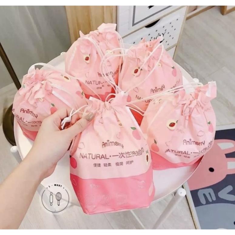 Khăn lau mặt dùng 1 lần túi hồng dạng rút