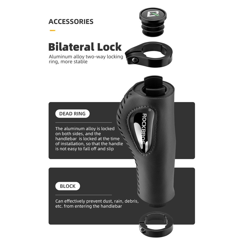 Tay lái xe đạp rockbros có vòng khóa silicon mềm thoải mái chống sốc