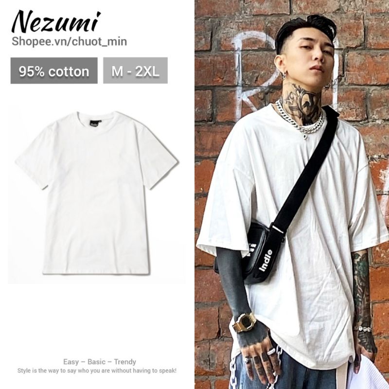 (Sẵn trắng, đen) Áo thun unisex nam nữ, áo phông basic trơn trắng đen cotton 95%