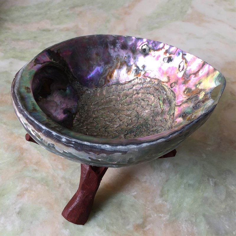 Wooden Tripod Abalone Shell/ Crystal Ball Stand/ Chân đế gỗ thánh/ Wooden Tripod for Incense Burning & Smudging