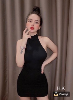 [ẢNH_THẬT_CUỐI] Đầm body sát nách cổ lọ hở lưng