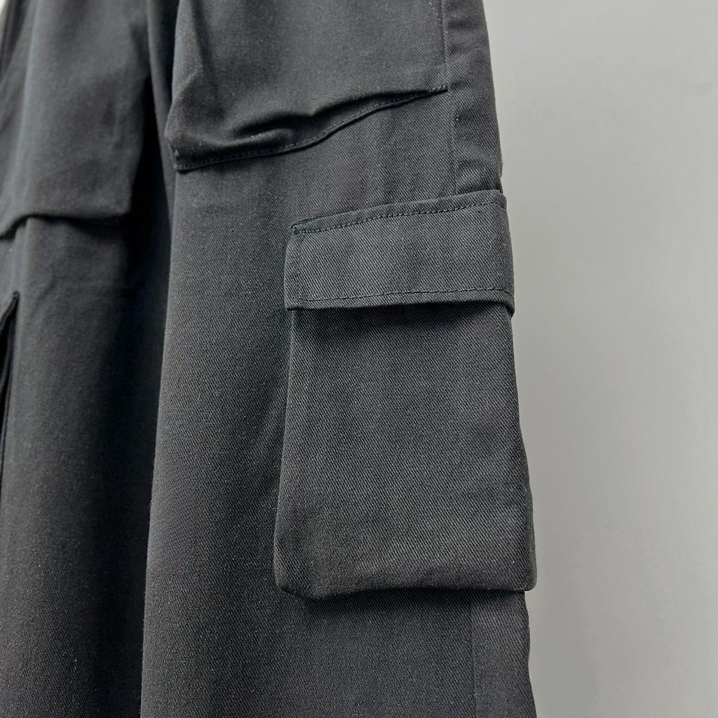 Cargo pants kaki nút bấm lưng thun ống rộng unisex , quần ống rộng túi hộp cạp thấp nam nữ phong cách y2k - gin store