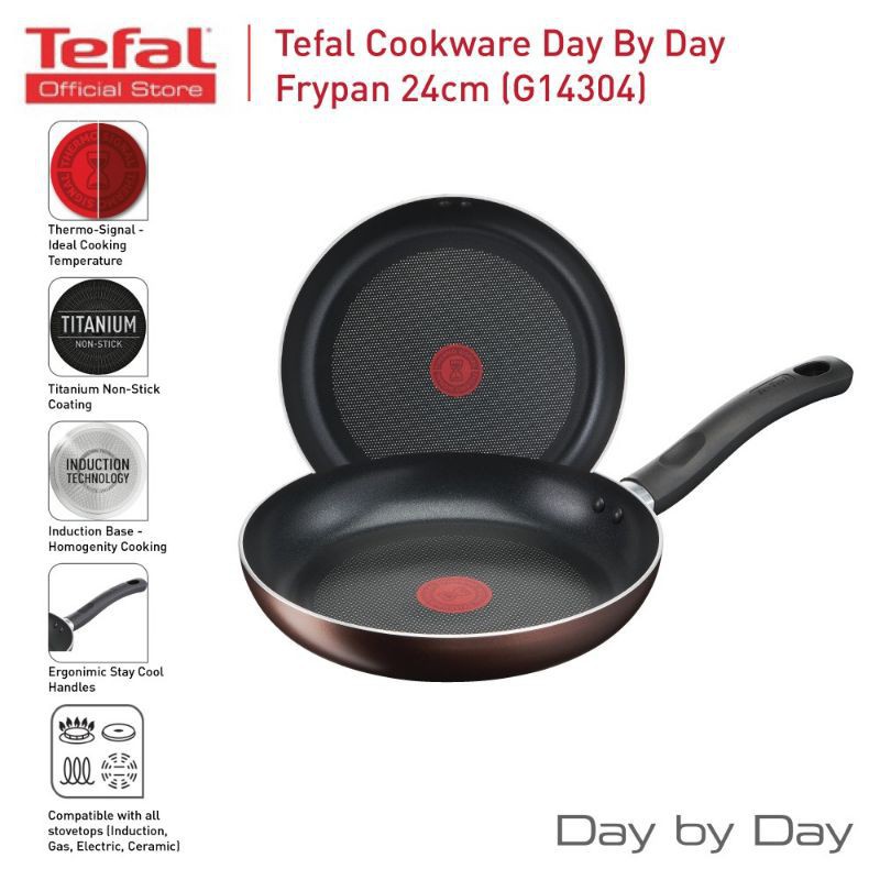 Tefal- dùng được bếp từ- G1430405- Chảo chống dính Day by Day size 24cm- thương hiệu Pháp, sản xuất tại Việt Nam
