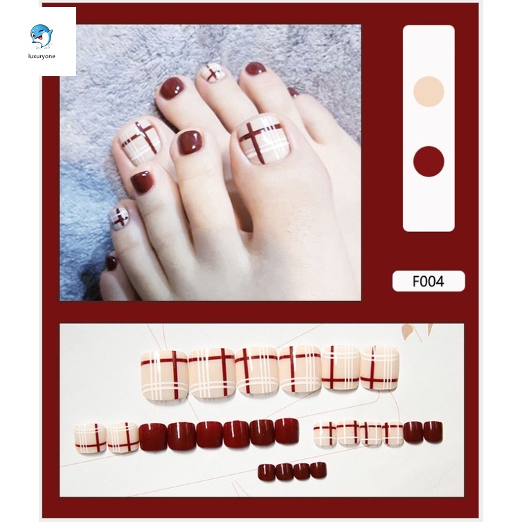 Set 24 móng chân giả F001-009 kèm keo dán