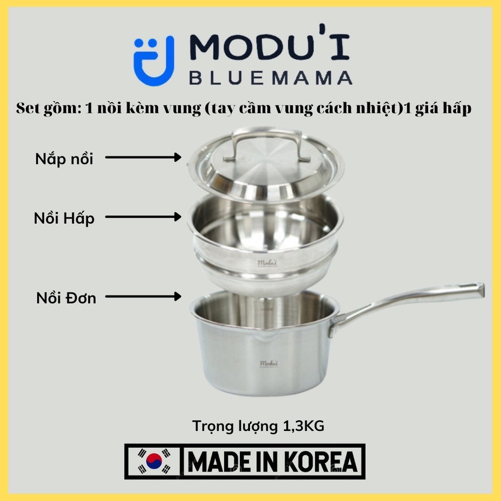 BỘ NỒI QUÁNH KÈM KHAY HẤP CAO CẤP BLUEMAMA