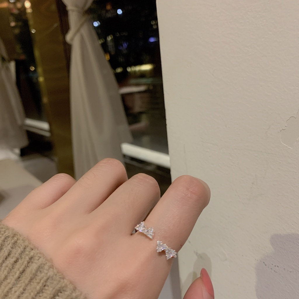 Nhẫn Hở Hình Tam Giác Đính Đá zircon Thời Trang Cho Nữ