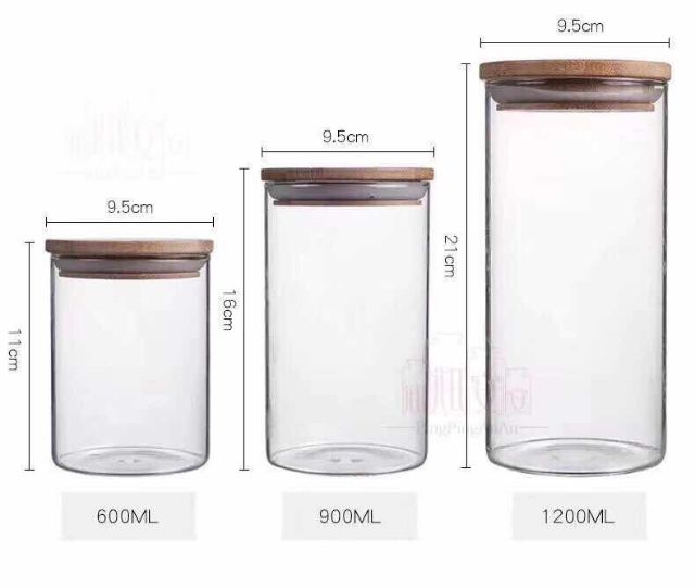 Combo 4 Lọ thủy tinh nắp gỗ 450-650-750-900ml | BigBuy360 - bigbuy360.vn