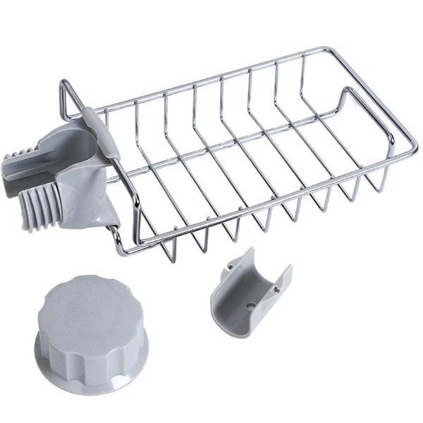 Giá để miếng rửa chén kẹp vòi nước - Kệ để đồ rửa chén bát - Chất liệu Inox bền, đẹp và tiện lợi