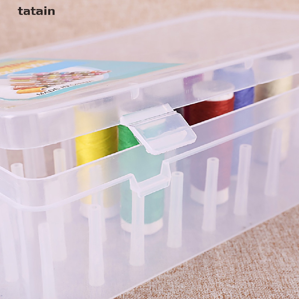 [TAT] 42PCS Plastic Transparent Thread Box Household Sewing Thread Storage Box Suitcas CVX