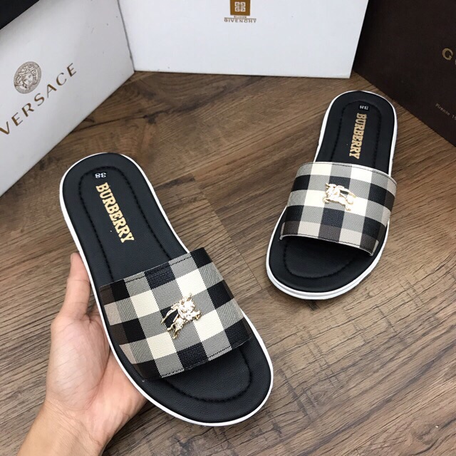 Dép lê nam quai ngang bắp 2 màu đen trắng kèm video