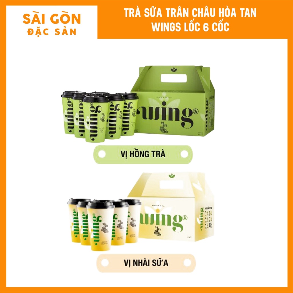 Trà Sữa Wings Tự Pha Hộp 6 Ly Trà Sữa Trân Châu Hồng Trà và Trà Sữa Wings Nhài Sài Gòn Đặc Sản