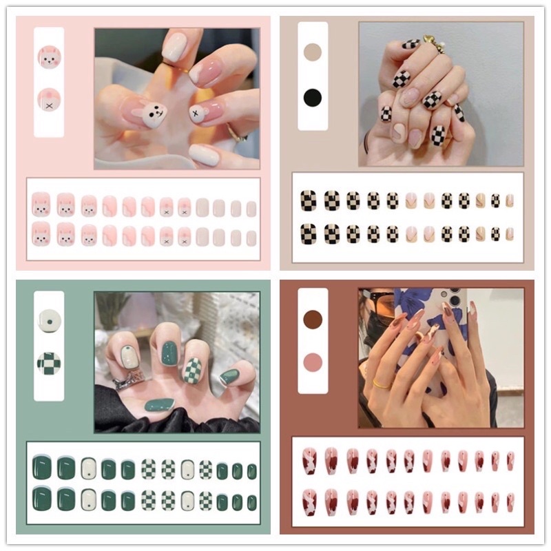 Sét 24 móng tay giả chọn nhiều mẫu sang đẹp có sãn keo