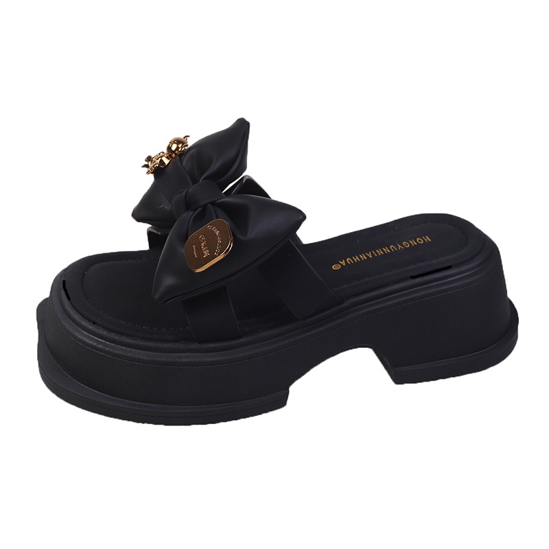 Dép nữ IELGY đế xuồng mũi vuông quai đính nơ chống trượt thời trang Hàn Quốc