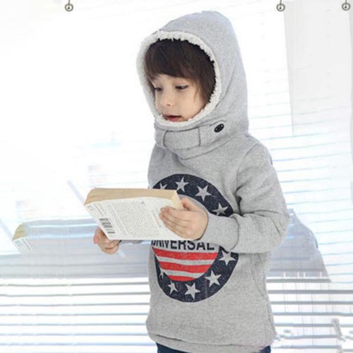 Áo hoodie ấm áp , in họa tiết chữ cho bé trai