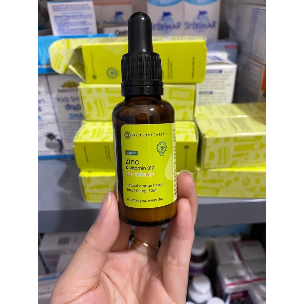 Kẽm Zinc Vitamin B12 Nutrivitality cho bé dạng nhỏ giọt 30ml cho bé từ sơ sinh - Xuất xứ Anh