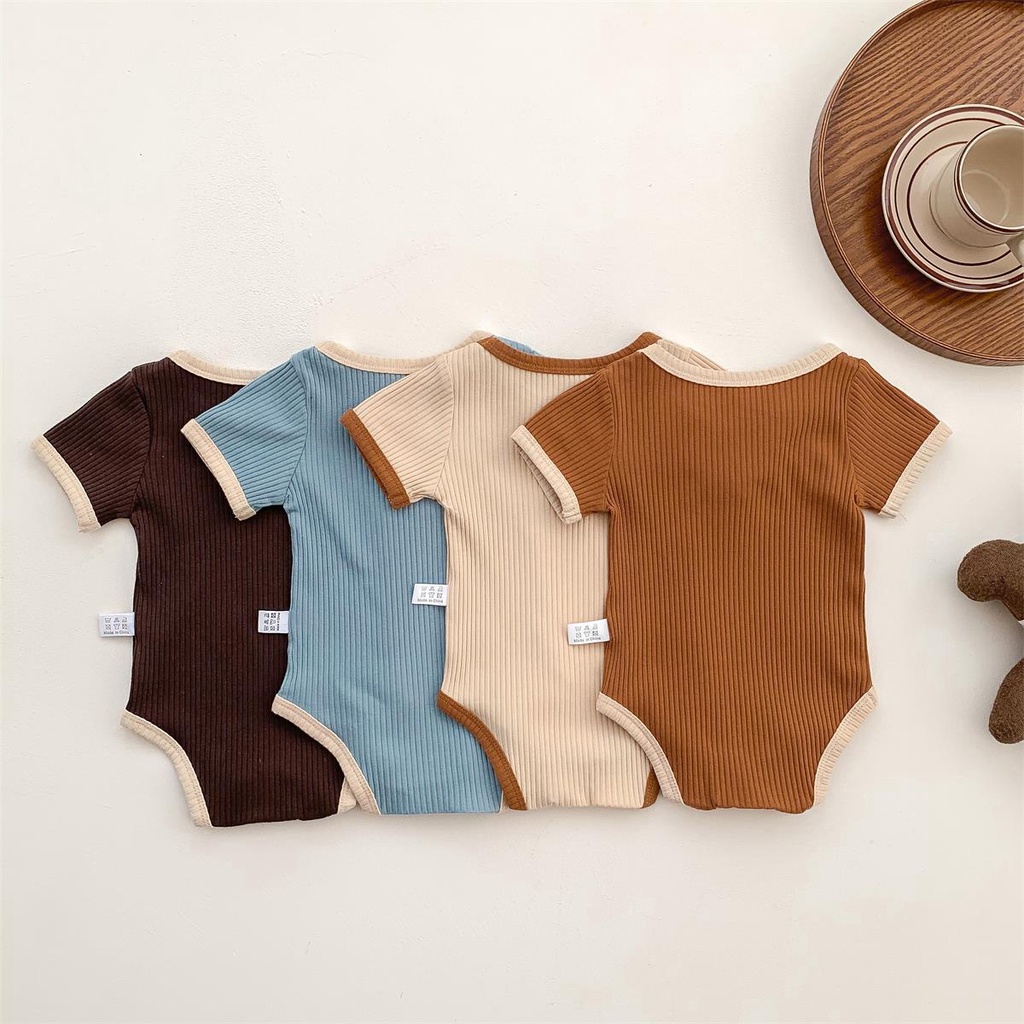Áo Liền Quần Tay Ngắn Chất Liệu Cotton Thời Trang Mùa Hè Cho Bé 0-2 Tuổi