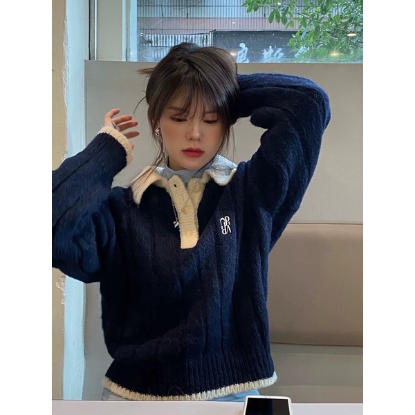 TKLIHN Áo len Ulzzang polo phong cách JENNIE BLACKPINK 2022 HOT TREND