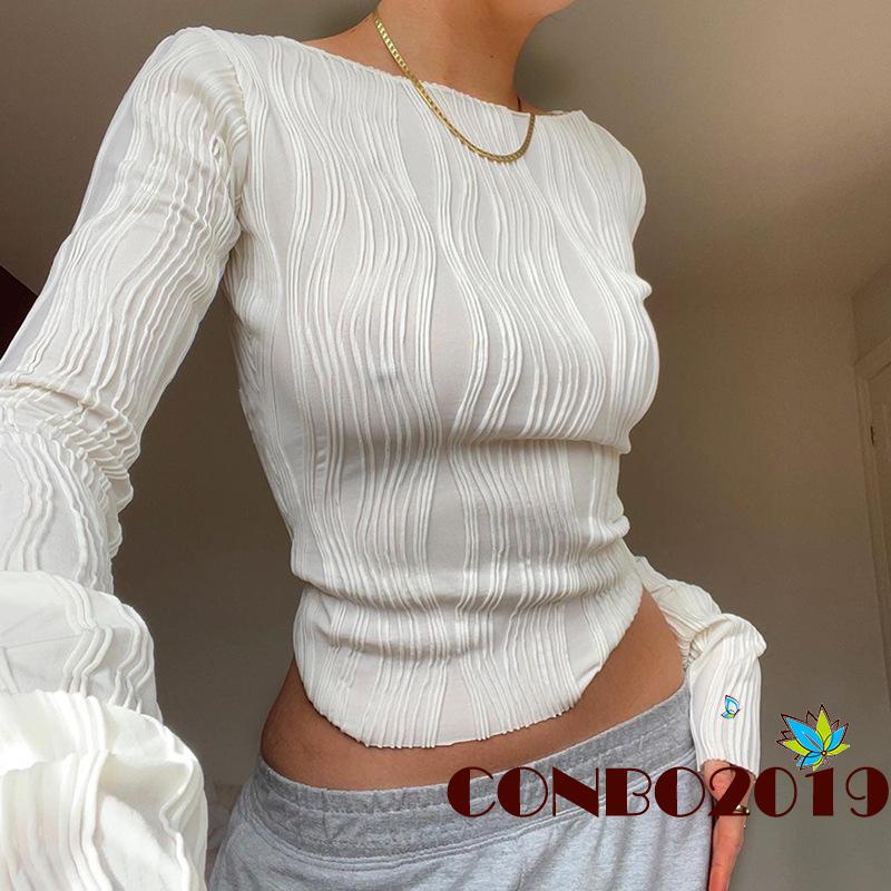 Áo Thun Nữ Dài Tay Cổ Tròn Thời Trang