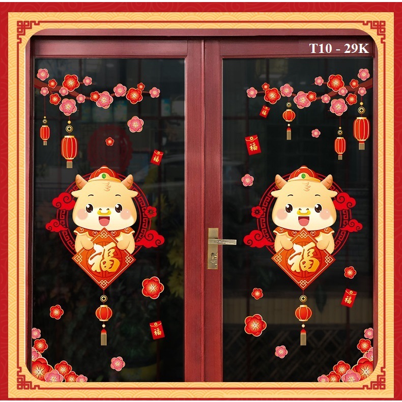 Decal năm mới trang trí cửa kính, decal trang trí Tết, đón tài lộc vào nhà | BigBuy360 - bigbuy360.vn