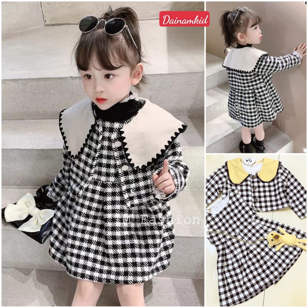 Váy Bé Gái Siêu Sang Vải Dạ Cao Cấp Gồm 3 Chi Tiết Váy Áo Khoác Và Gấu Size 8/19kg DNK07