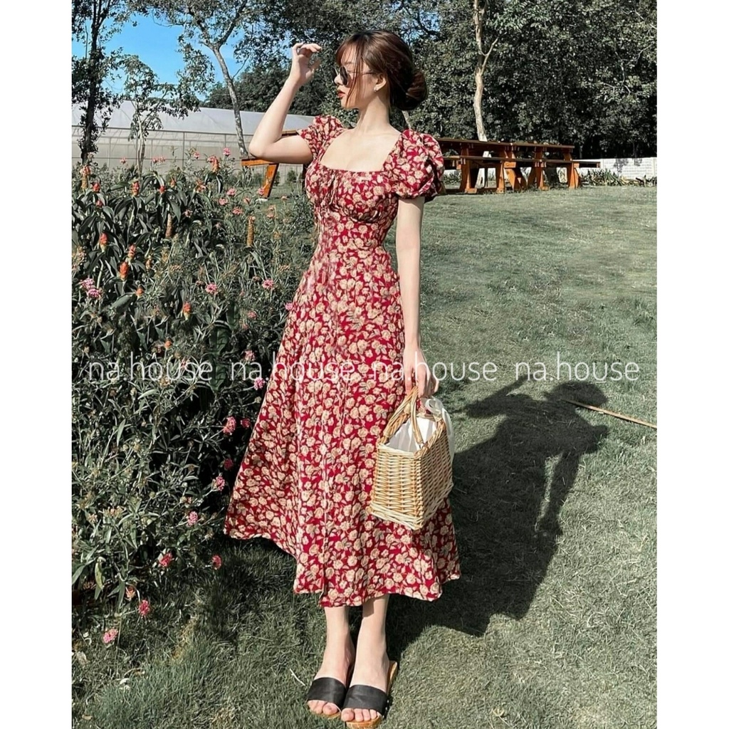 ĐẦM HOA DÁNG DÀI XẺ TÀ NAHOUSE VÁY HOA XINH ĐI CHƠI ĐI TIỆC THIẾT KẾ SANG TRỌNG