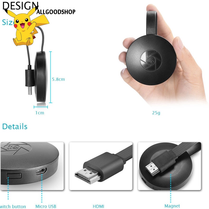 Thiết Bị Chuyển Đổi Tv Không Dây Mirascreen Chromecast G2 Miracast Hdmi Hd Youtube Tv Stick Hỗ Trợ Ios Android Dlna Airplay (All101)