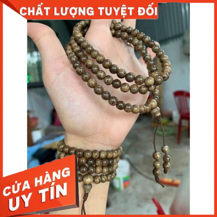 Trầm Hương Vòng Tay Trầm Hương Chuỗi Tràng Hạt 108 Trầm Cao Cấp 100% tự nhiên mùi thơm của Trầm [ Tặng hộp Gấm cao cấp ]