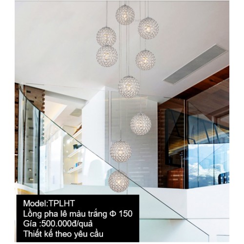 Lồng pha lê thả trần màu trắng hoặc vàng, đèn thông tầng phale cao cấp, đèn trang trí, đèn decor TPLHT, bảo hành 2 năm