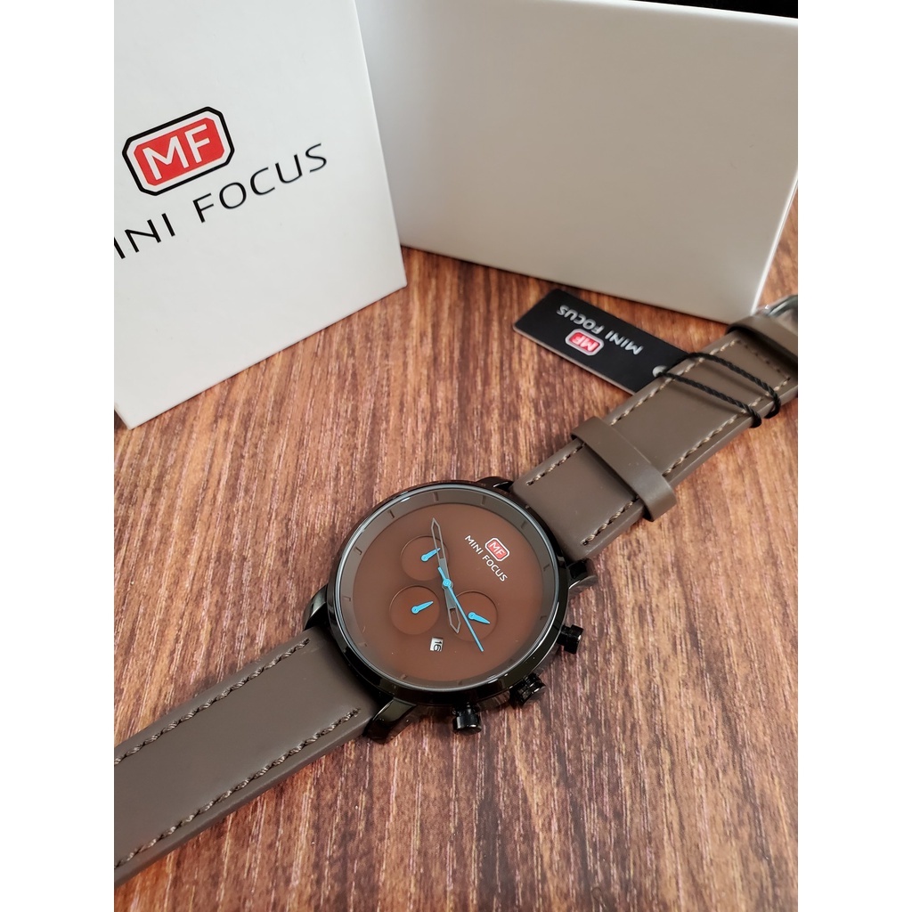 Đồng hồ thời trang nam chính hãng Mini Focus cao cấp dây da chất lượng cao chạy full kim + lịch ngày