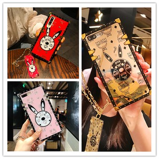 Ốp lưng hình con thỏ có dây đeo tay cho Samsung Galaxy A12 A42 A51 A71 A80 A90 A70 A70S A20 A30 A60 A40 M60S