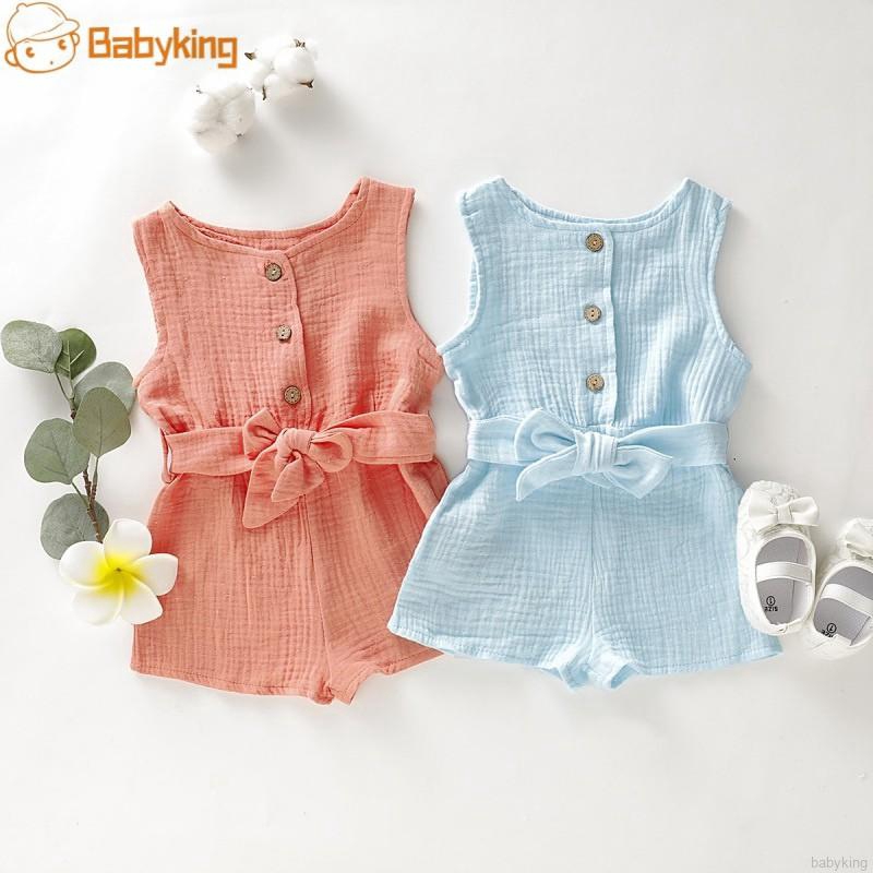 BABYKING Hot Girls Solid Color Sleeveless Jumpsuit