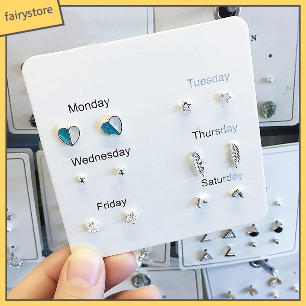 Set 6 Đôi Bông Tai Nhiều Kiểu Xinh Xắn Đáng Yêu Cho Nữ