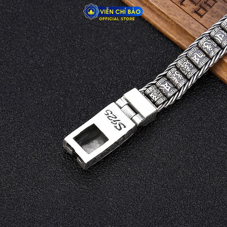 Lắc tay bạc nam chùy kim cang mặt vuông chất liệu bạc Thái 925 thương hiệu Viễn Chí Bảo L100621