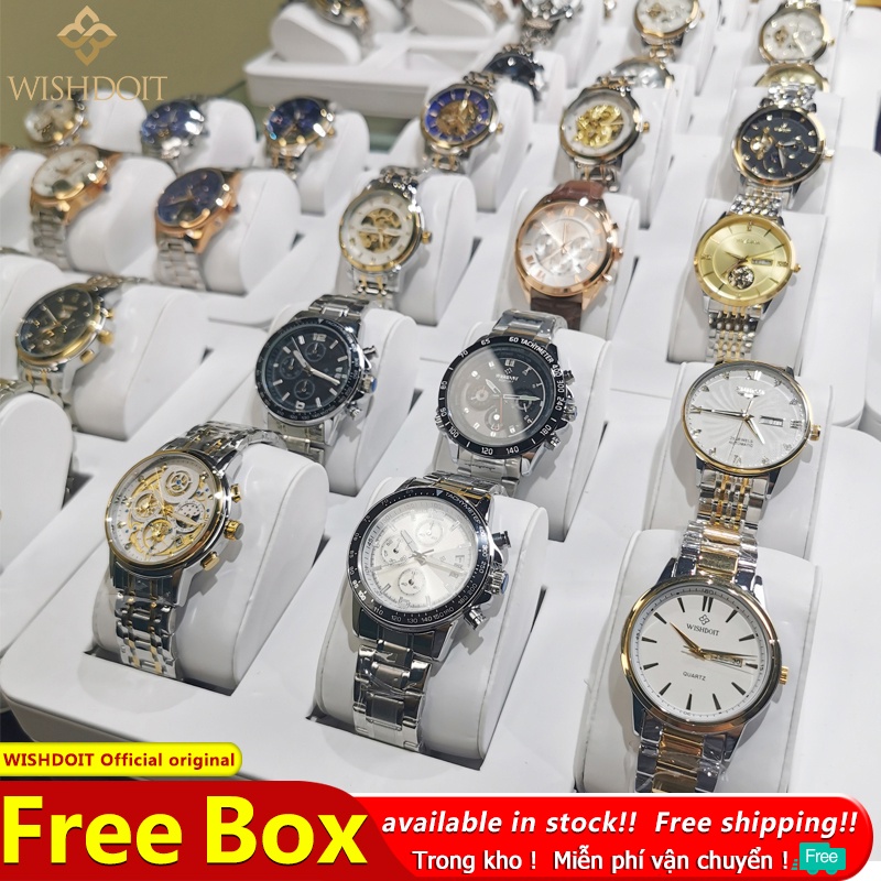 [giá thấp] Đồng hồ nam WISHDOIT chính hãng dây da chống thấm nước + dây đeo bằng thép không gỉ
