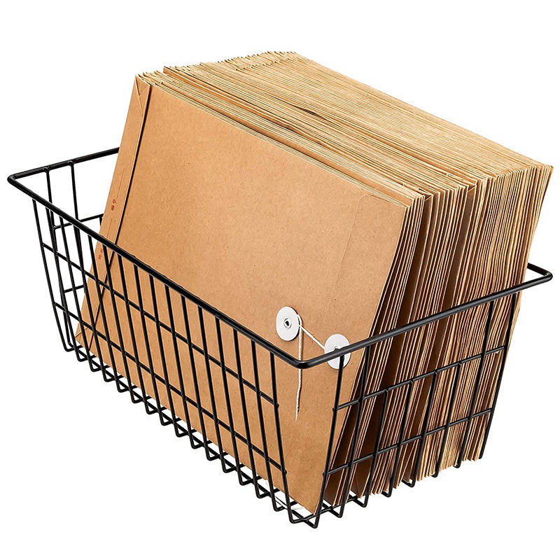 Bộ 2 Giỏ Đựng Đồ Bằng Dây Kim Loại Có Tay Cầm Màu Đen Tiện Dụng Cho Nhà Nông Trại