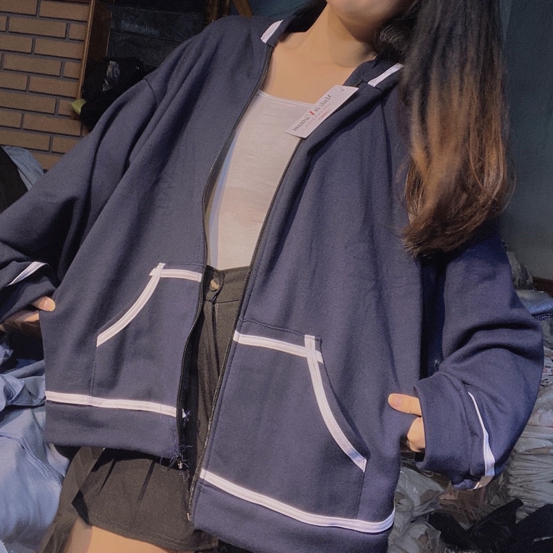 Áo Khoác nỉ viền Basic Hoodie, phong cách Ulzang Hàn Quốc Unisex