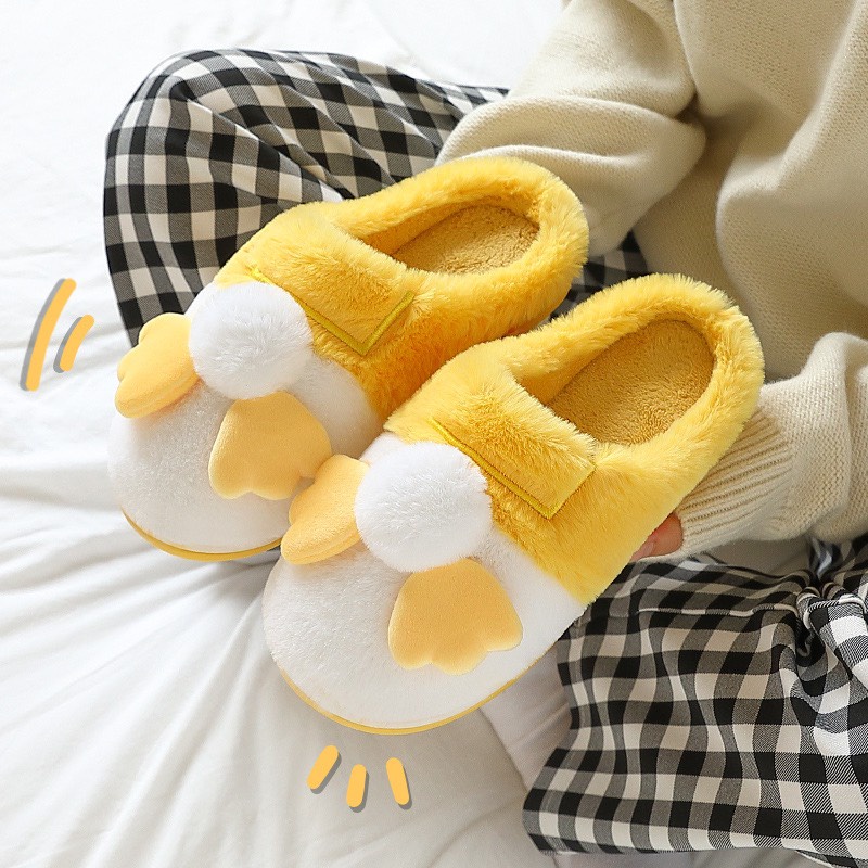 Dép bông hoạt hình vịt siêu xinh đi trong nhà ấm áp chống trơn trượt cho nam nữ DA06