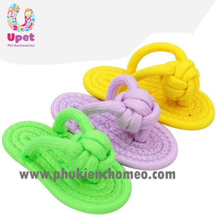 Đồ chơi hình chiếc dép bằng thừng chắc chắn cho chó tập cắn, bớt ngứa răng và tăng động ( màu ngẫu nhiên )