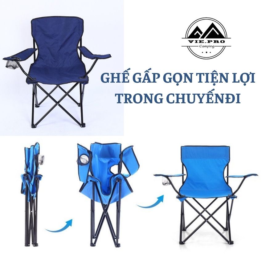 Ghế Xếp Câu Cá Khung Thép Gấp Gọn Đi Cắm Trại Du Lịch Size Lớn Có Tựa Tay G88